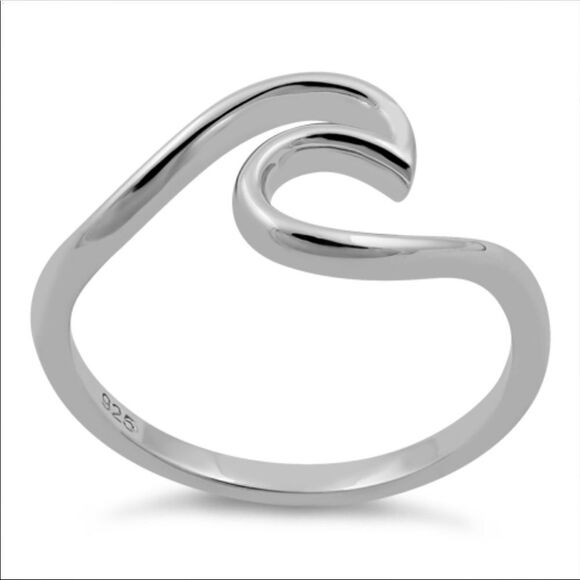.925 Sterling Silver Wave Ring - Picture 1 of 3